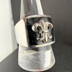 Fleur De Lis Ring Silver Tone Ed Force Size 10
